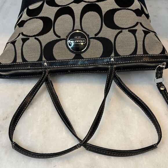 Coach Bag Purse Handbag Y2K Jacquard Signature Logo Stripe Tote Pocketbook - Picture 11 of 16